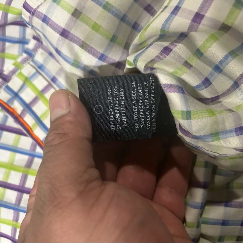 Mens Robert Graham Purple/Green/Blue Plaid Long Sleeve Dress Shirt Size Small - Picture 10 of 11